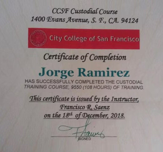 Custodial training certificate